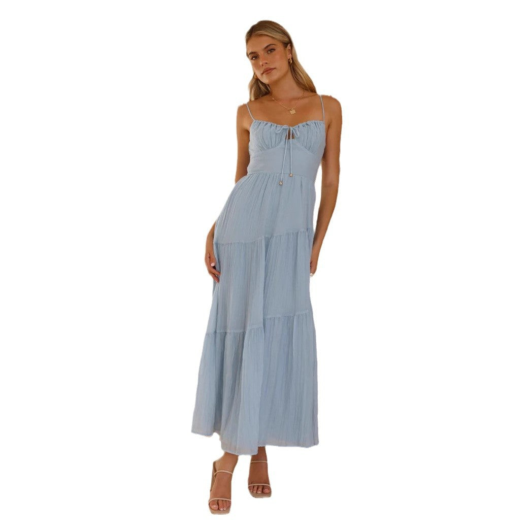 Damen Schwingendes Maxikleid mit Zierschnürung und Raffungen Drune