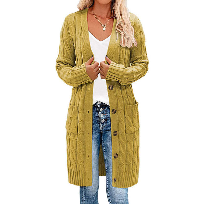 Damen Strickjacke mit asymmetrischem Zopfmuster und praktischen Taschen Drune