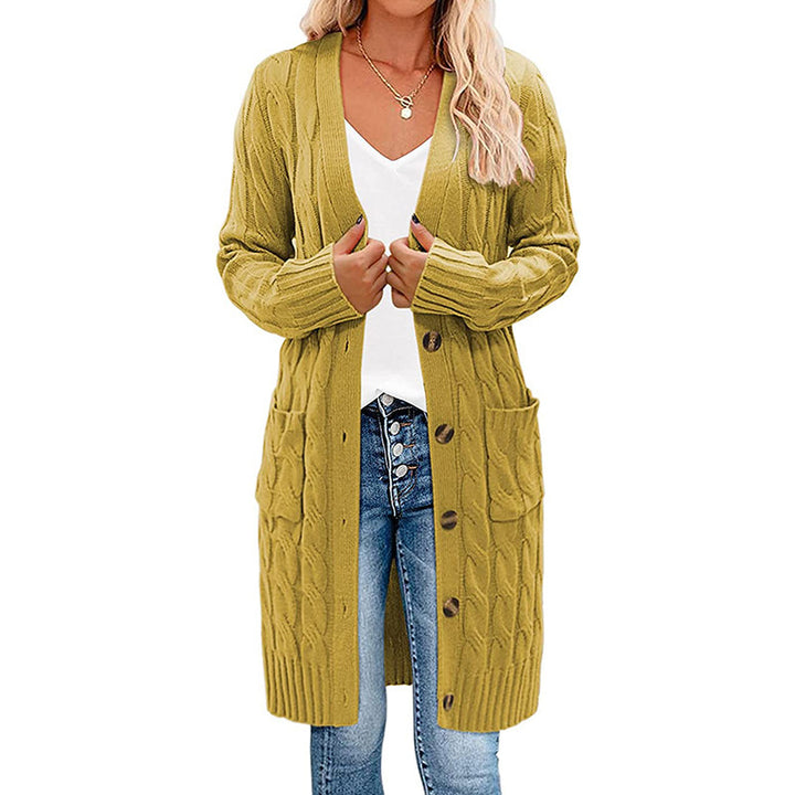 Damen Strickjacke mit asymmetrischem Zopfmuster und praktischen Taschen Drune