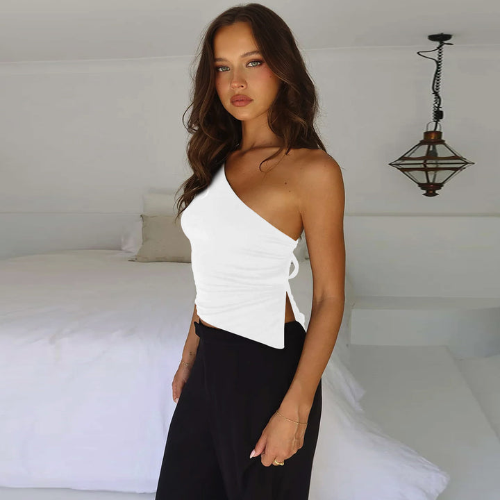 Damen Asymmetrisches Top mit Raffungen Drune