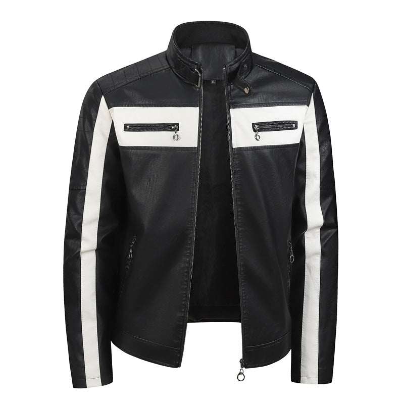 Herren Sportliche Kunstlederjacke mit Reißverschluss Drune