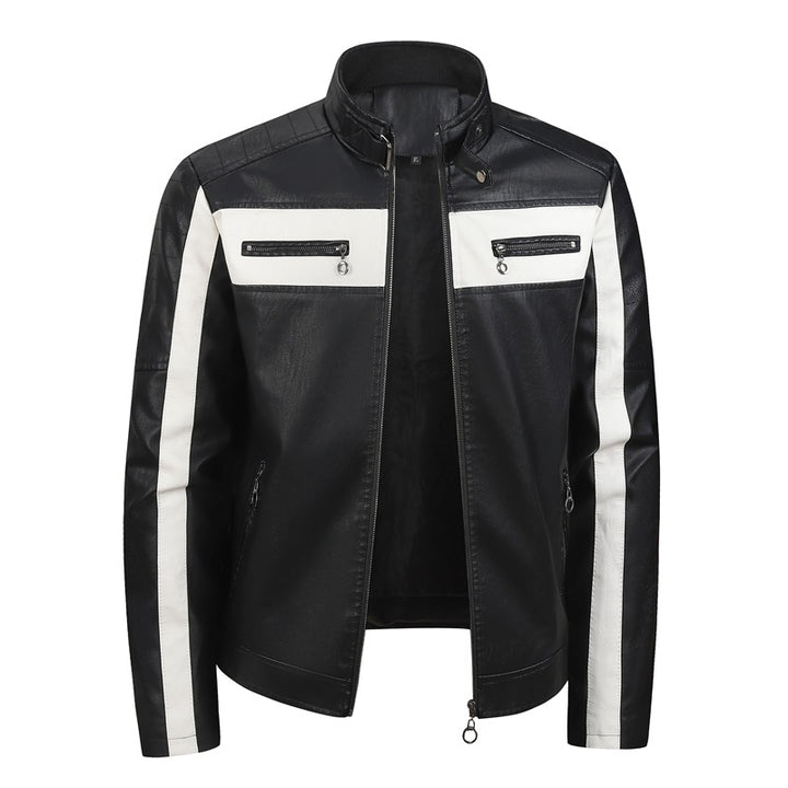 Herren Sportliche Kunstlederjacke mit Reißverschluss Drune