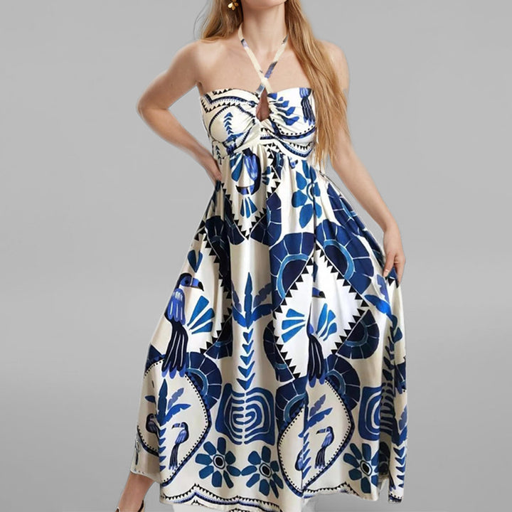 Damen Elegantes Sommer-Maxikleid mit Bandeau-Ausschnitt und floralem Druck Drune