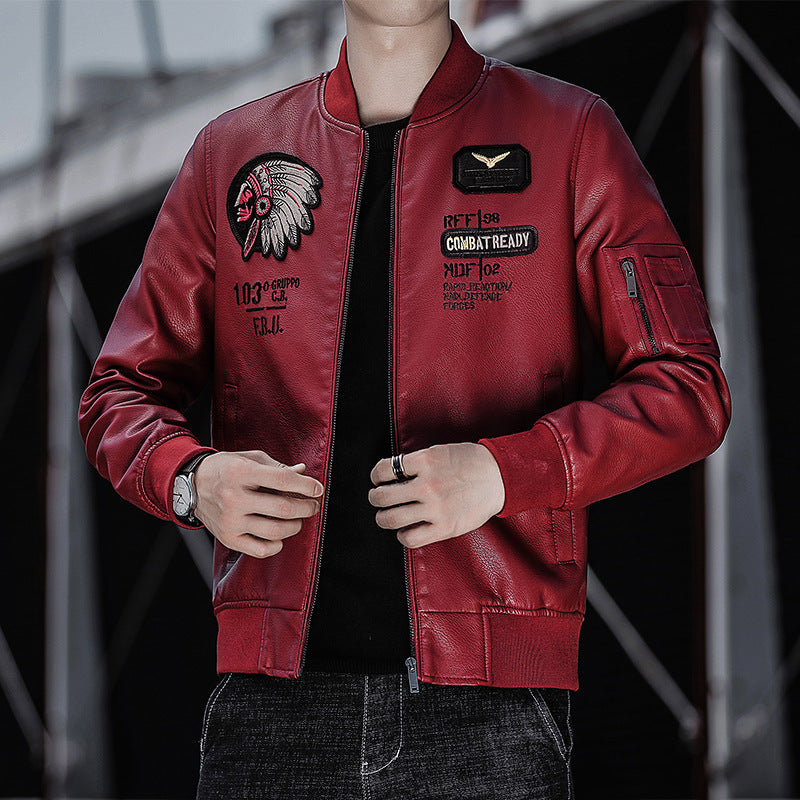 Herren Modische Bomberjacke mit Schulterpatches Drune