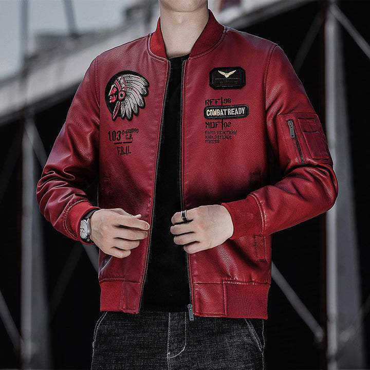 Herren Modische Bomberjacke mit Schulterpatches Drune