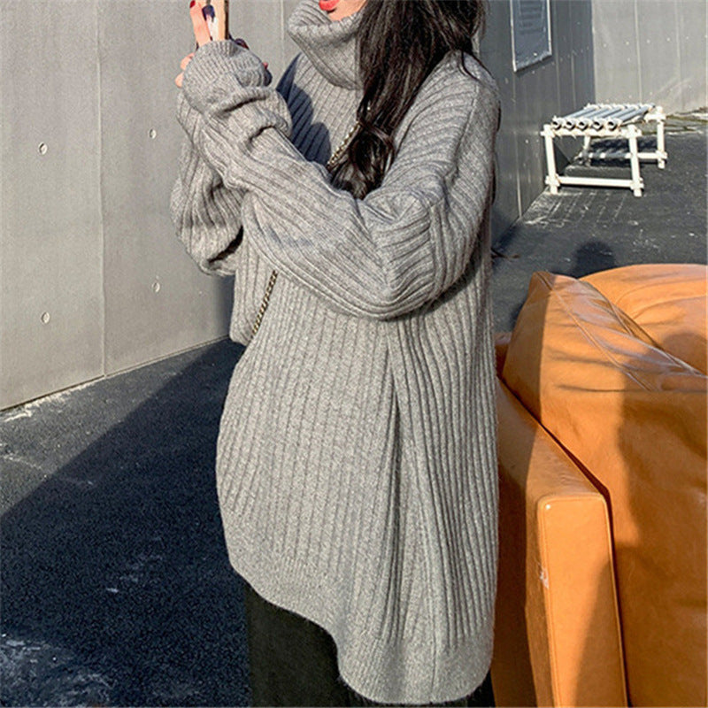 Damen Strickpullover mit hohem Kragen und lässigem Schnitt Drune