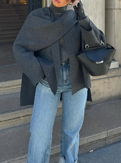 Damen Oversized Strickjacke mit elegantem Schnitt und voluminösen Ärmeln Drune
