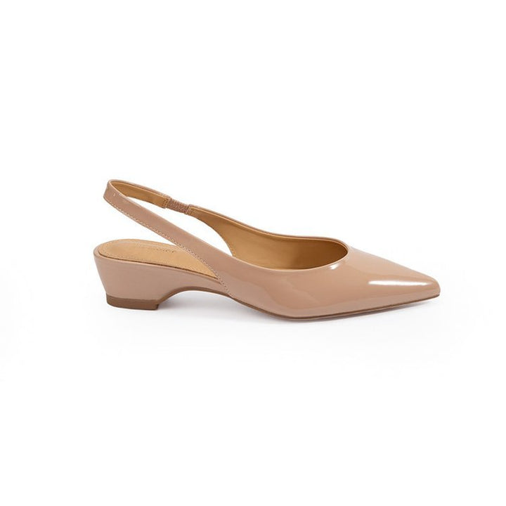 Damen Minimalistische spitze Ballerina‑Pumps mit kleinem Keilabsatz und ergonomischem Fußbett Drune