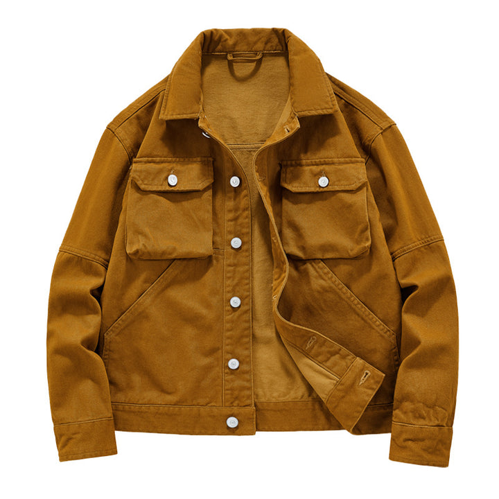 Herren nan kurze Worker-Jacke aus heavy-twill mit aufgesetzten Klappentaschen, schrägen Eingrifftaschen und verstärkten Nähten Drune