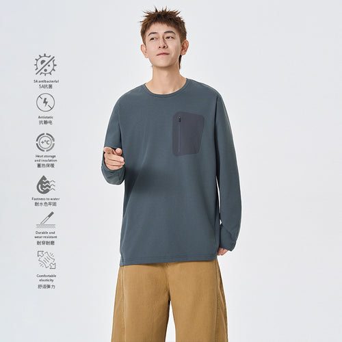 Herren Funktions-Langarmshirt mit Brust-Reißverschlusstasche und atmungsaktivem Performance-Jersey Drune