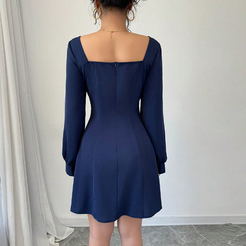 Damen kurzes Kleid mit Ballonärmeln Drune