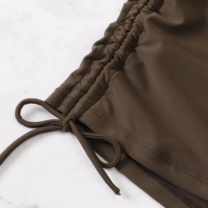 Damen Badeset mit gerafftem Oberteil und hoch tailliertem Slip Drune