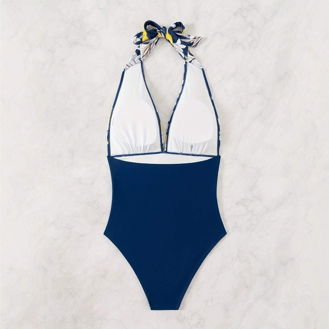 Damen Hochgeschnittener Floral Badeanzug Drune