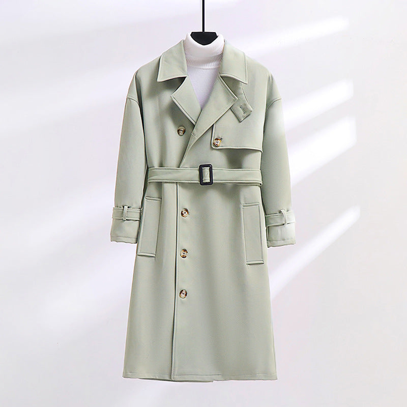 Herren Trenchcoat im modernen Wollmix mit Taillengürtel, Schalkragen und aufgesetzten Taschen Drune