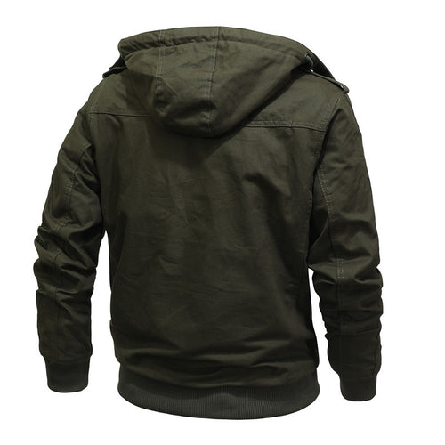 Herren Winddichte Canvas-Jacke mit Teddyfutter und Kapuze Drune