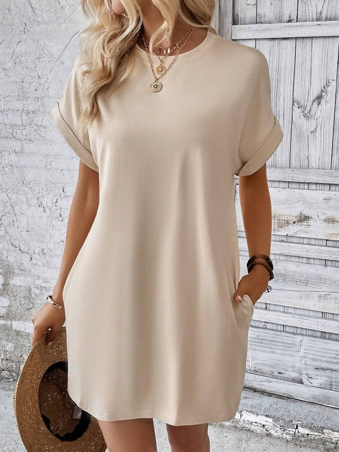 Damen Lockeres T-Shirt-Kleid mit praktischen Taschen und lässigem Design Drune