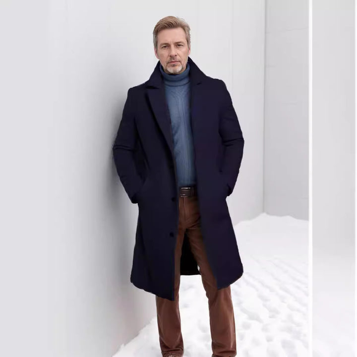 Herren eleganter Langmantel mit strukturiertem Obermaterial und praktischen Taschen Drune