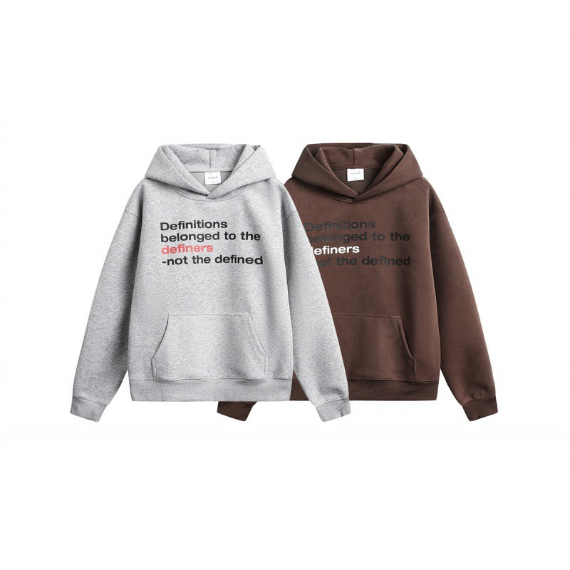 Unisex Oversize-Kapuzenpullover aus Baumwollmix mit Kängurutasche und Statement-Print Drune