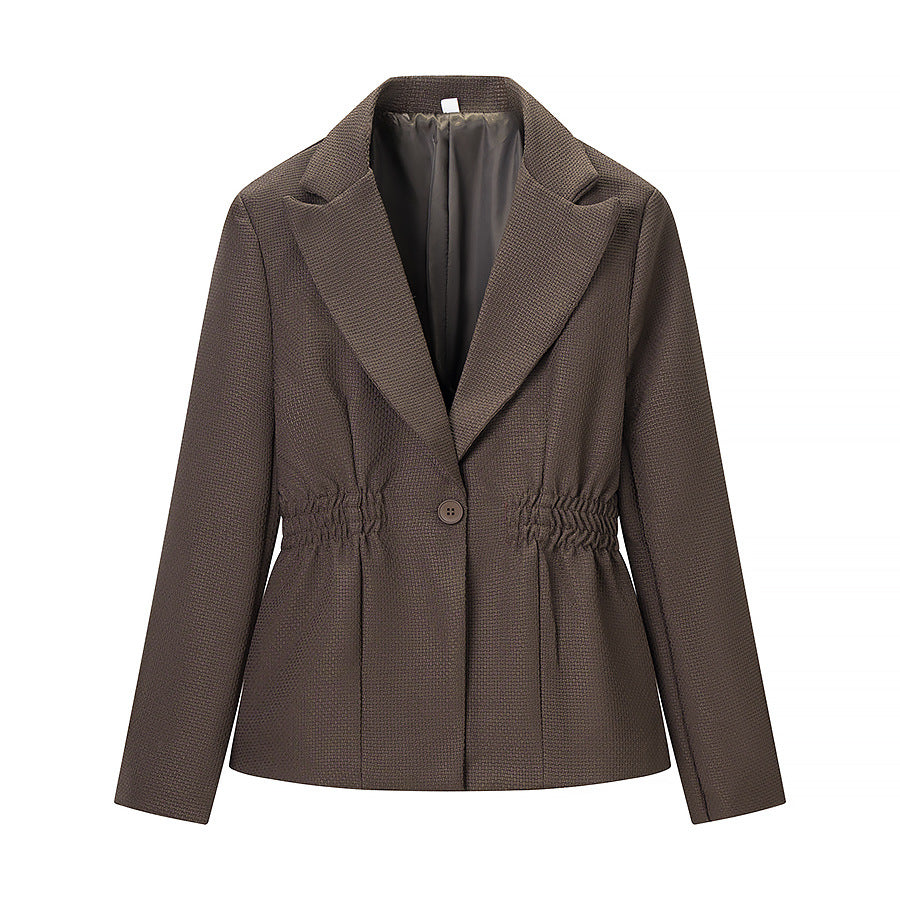 Damen Taillierter Blazer mit geraffter Taillenpartie und strukturierter Weboptik Drune