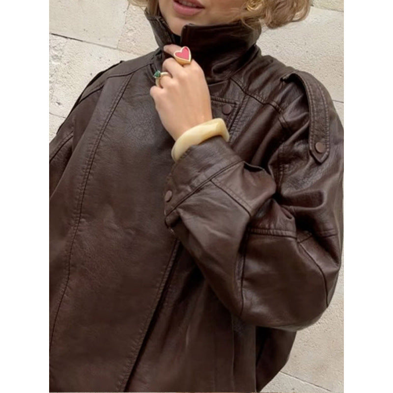 Damen Trendige Lederjacke im urbanen Stil Drune