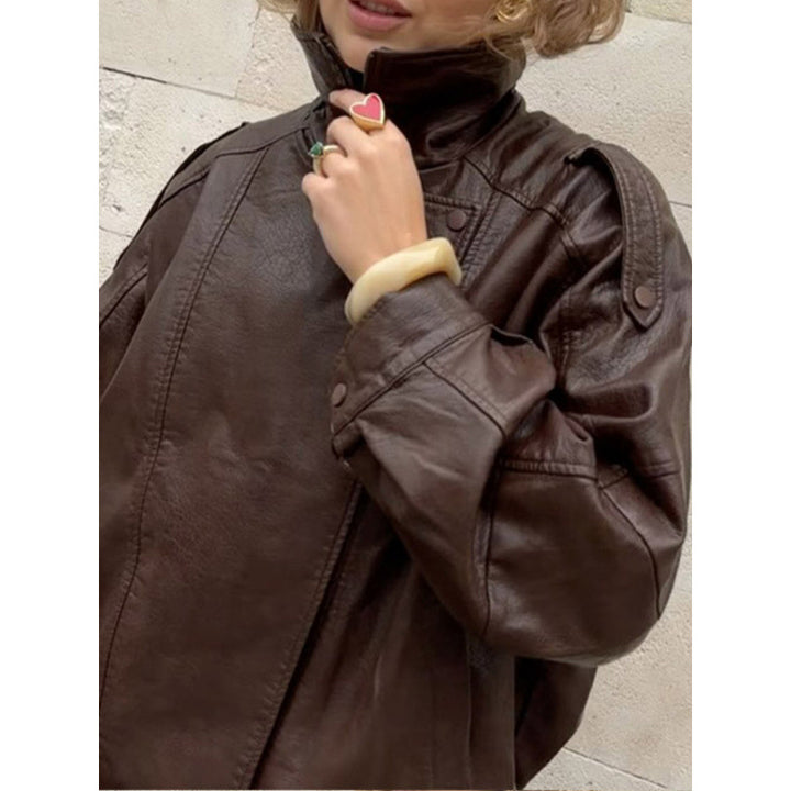 Damen Trendige Lederjacke im urbanen Stil Drune