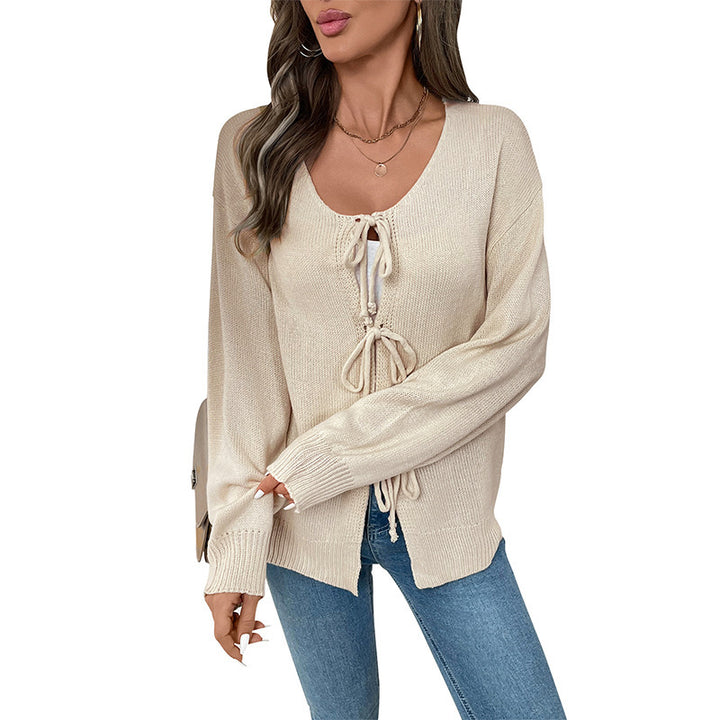 Damen Modischer Strickcardigan mit Kordelzug Drune