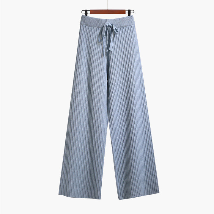 Damen Weit geschnittene Rippstrickhose mit Kordelzug Drune
