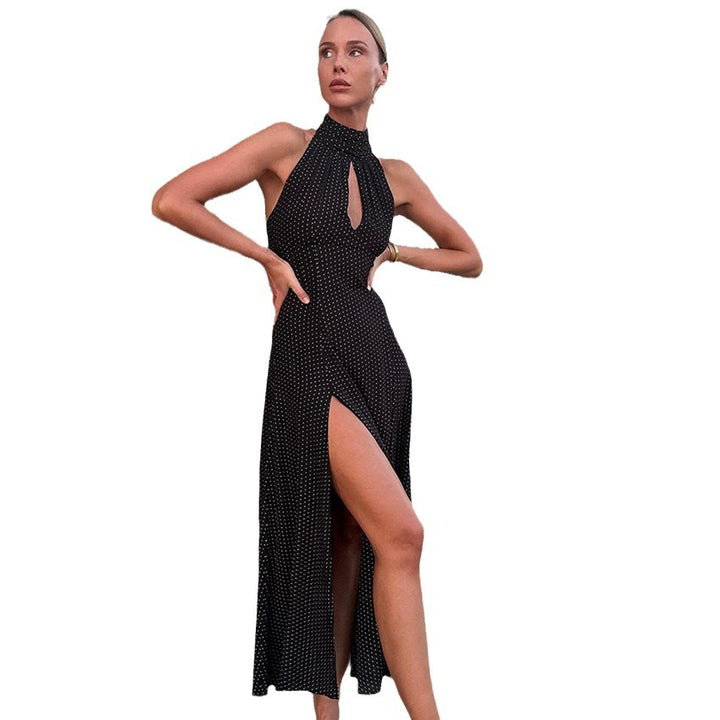 Damen Maxikleid mit schickem High Neck und eleganten Schlitzen Drune