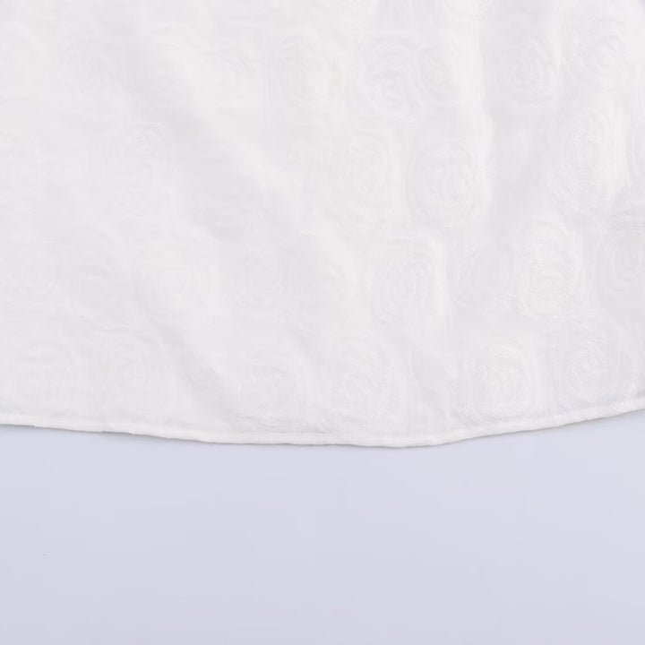 Damen Kurzes A-Linien-Kleid mit Rosen-Jacquard, Volantärmeln und Ziergürtel Drune