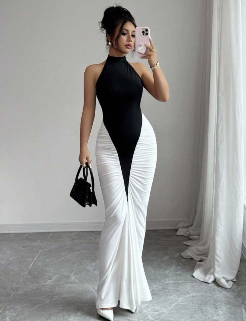 Damen Elegantes, figurbetontes Abendkleid mit Kunstseiden-Raffung Drune