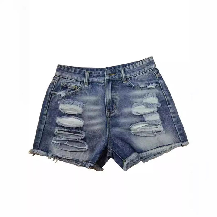 Damen Destroyed Denim-Shorts im modernen Look mit Fransen Drune