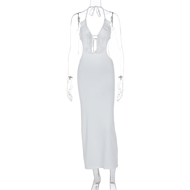 Damen Maxikleid mit Rüschendekor und figurbetontem Schnitt Drune