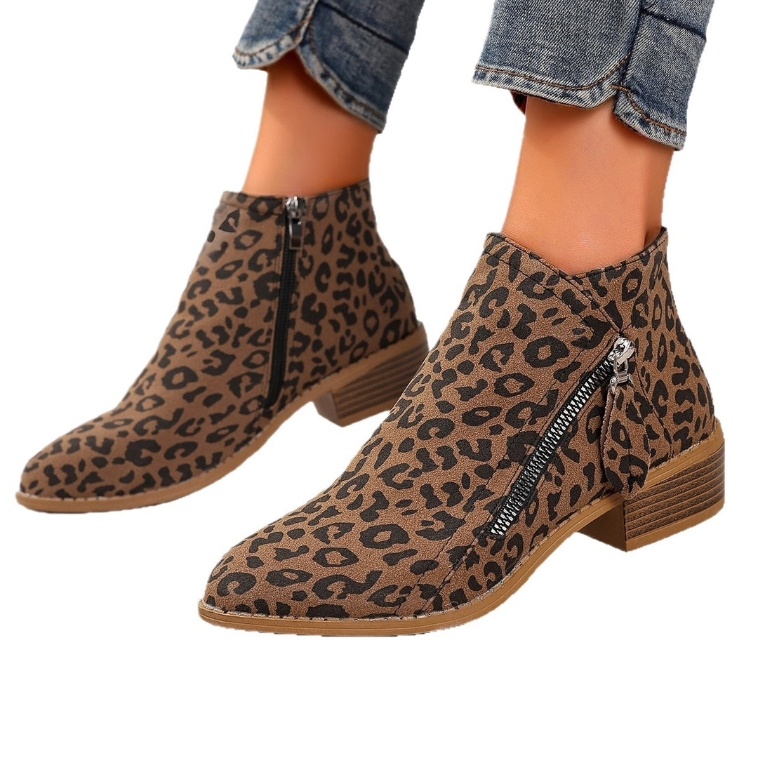 Damen Stiefeletten mit edlem Leopardenmuster und elegantem Reißverschluss Drune