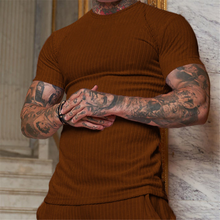 Herren figurbetontes Kurzarmshirt mit Rippstruktur Drune