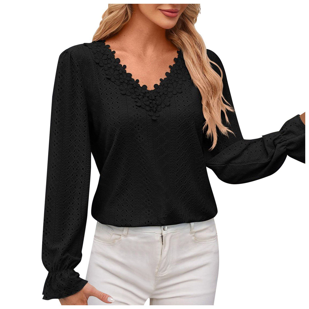 Damen Bluse mit dekorativem Spitzenkragen Drune