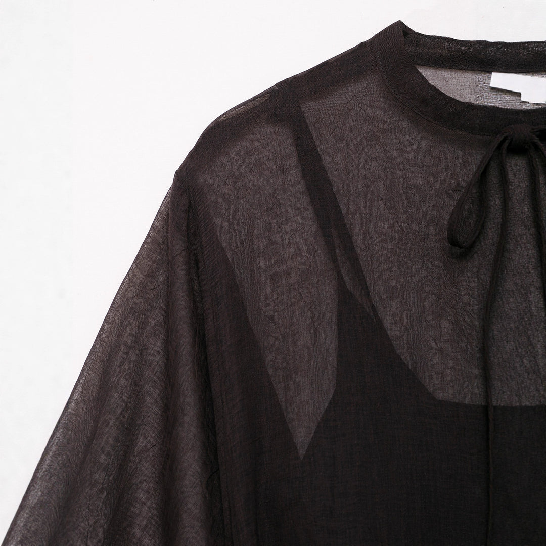 Damen Transparentes Chiffon-Kaftankleid mit Volantärmeln und Tunnelzug Drune