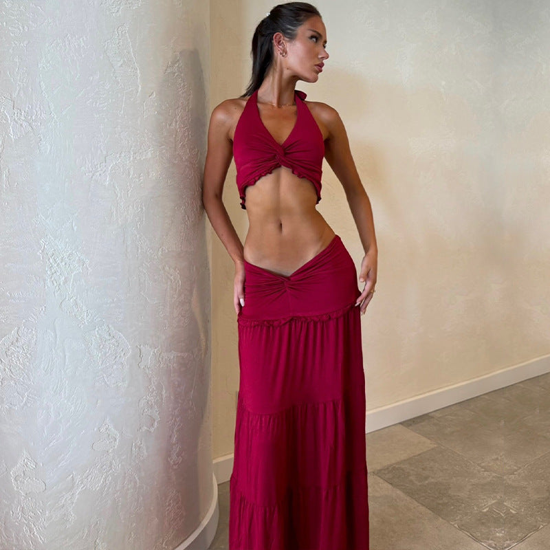 Damen Crop-Top und Maxi-Rock Set Drune