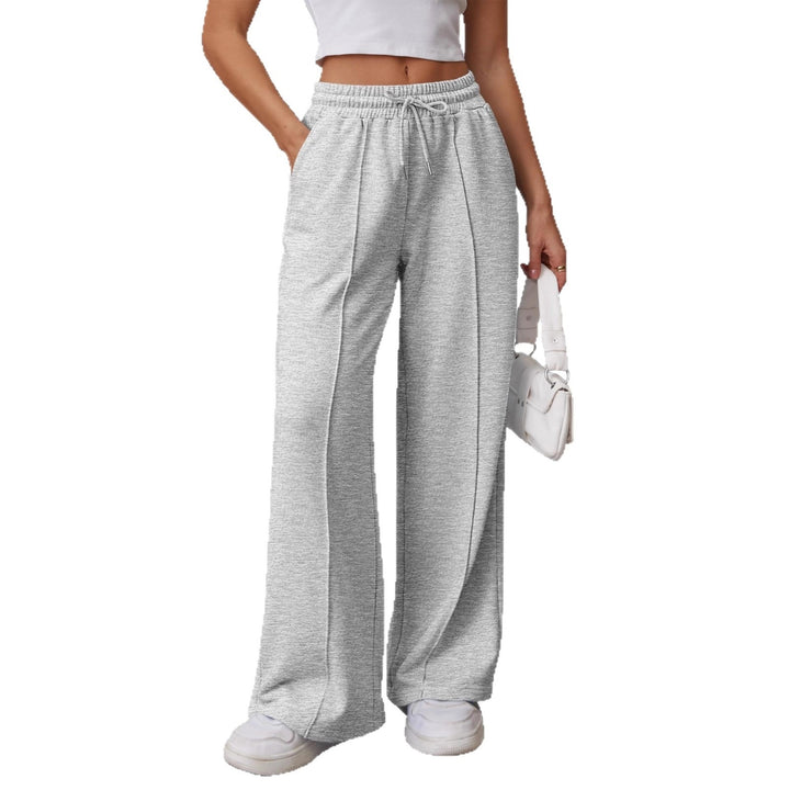 Damen nan Palazzo-Jogginghose mit doppeltem Komfortbund, Ziernahtvorderseite und Eingrifftaschen Drune