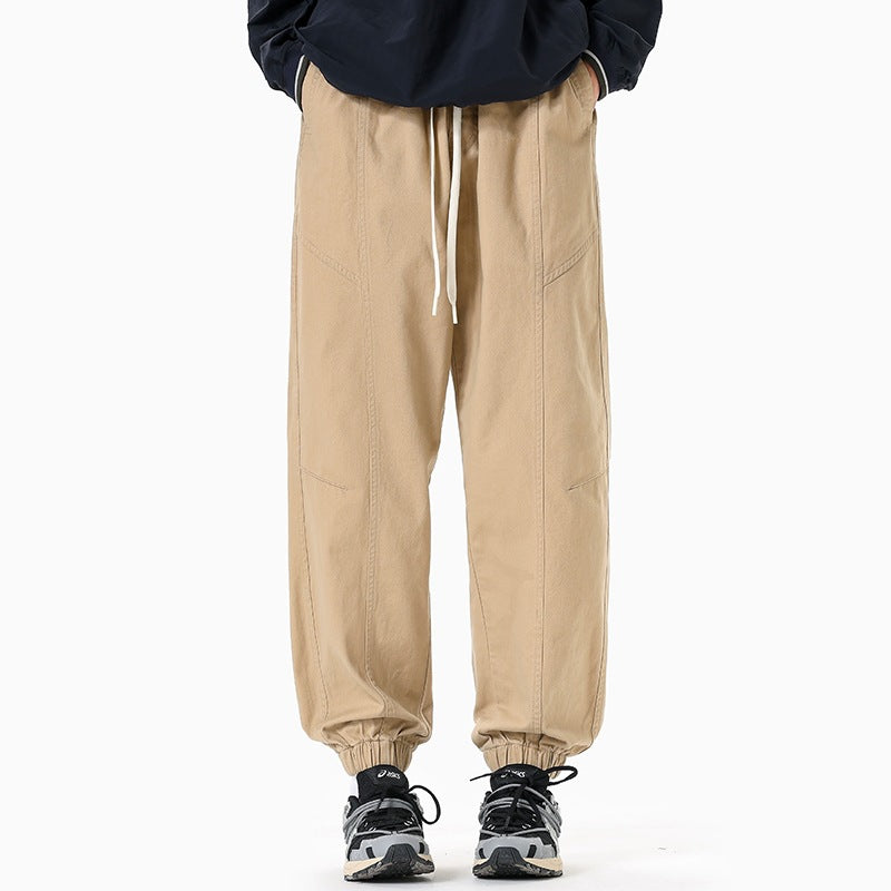 Herren Oversized Utility-Jogginghose aus robustem Baumwollmix mit Kordelbund, seitlichen Cargo‑Taschen & gerippten Bündchen Drune