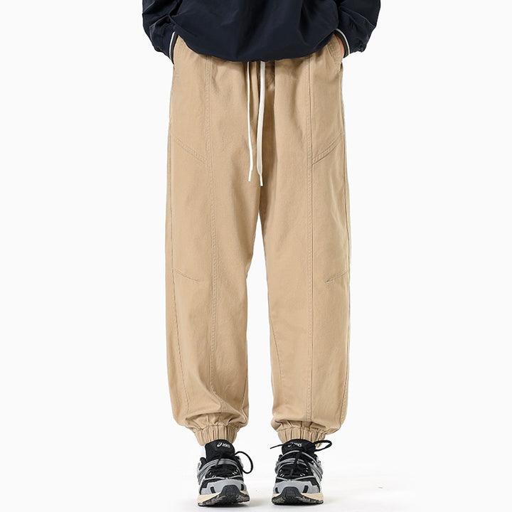 Herren Oversized Utility-Jogginghose aus robustem Baumwollmix mit Kordelbund, seitlichen Cargo‑Taschen & gerippten Bündchen Drune
