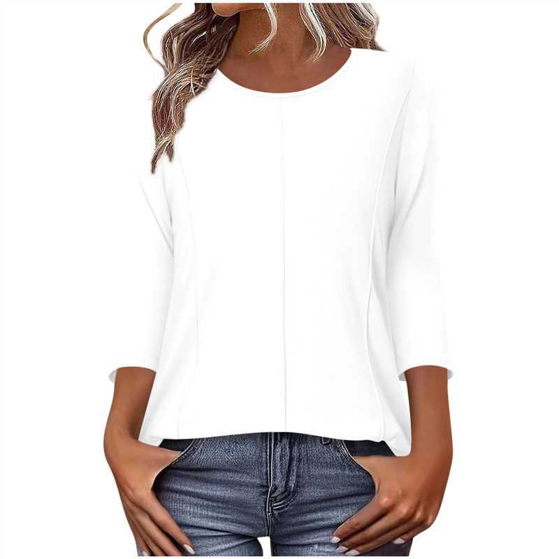 Damen nan lässiges Shirt mit dreiviertelärmeln und dekorativer Mittelnaht Drune