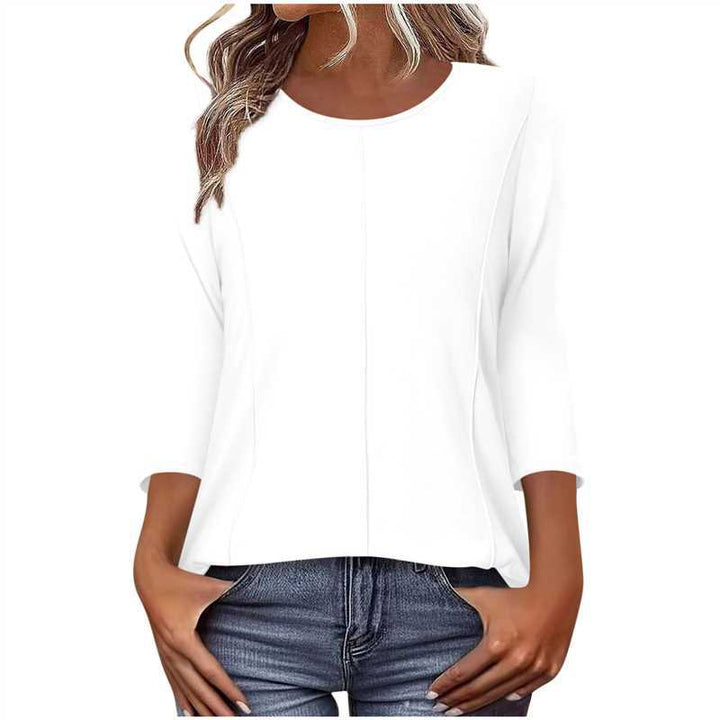 Damen nan lässiges Shirt mit dreiviertelärmeln und dekorativer Mittelnaht Drune
