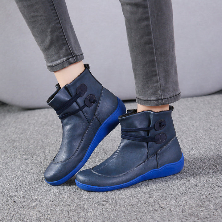Damen modische Winterstiefeletten mit modernem Schnürdesign und rutschfester Sohle Drune
