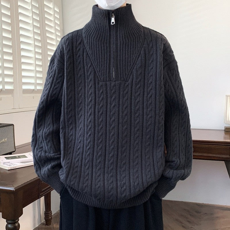 Damen Grobstrickpullover mit Stehkragen Drune