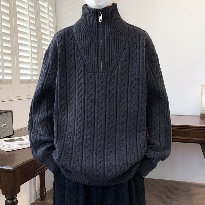 Damen Grobstrickpullover mit Stehkragen Drune