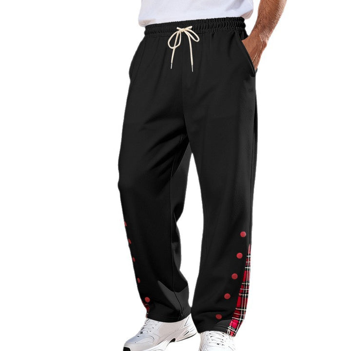 Herren Lässige Sweatpants mit Karoinnenblende und Druckknopf-Leiste Drune