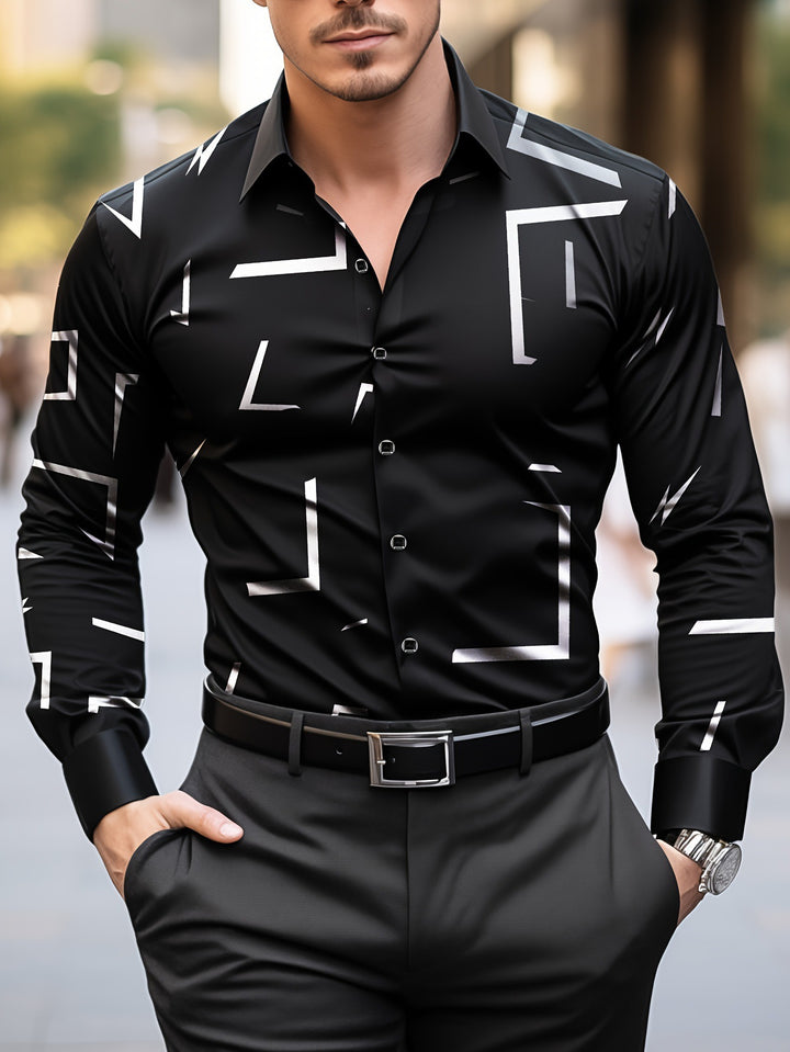 Herren Langarmhemd mit modernem Grafischen Muster Drune