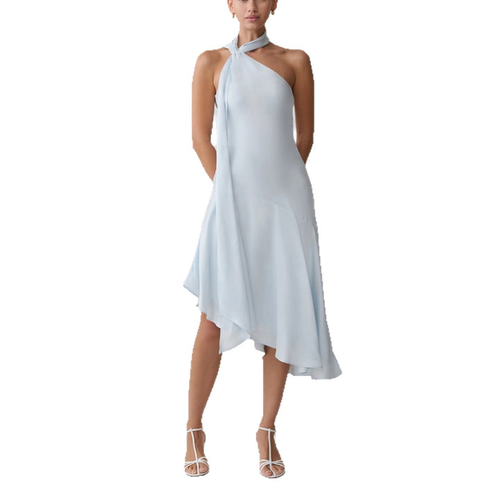 Damen asymmetrisches Schlussteil Kleid mit schmalem Träger Drune
