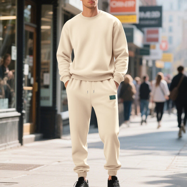 Herren lässiger Sweat-Anzug mit elastischem Bund und Kängurutaschen Drune