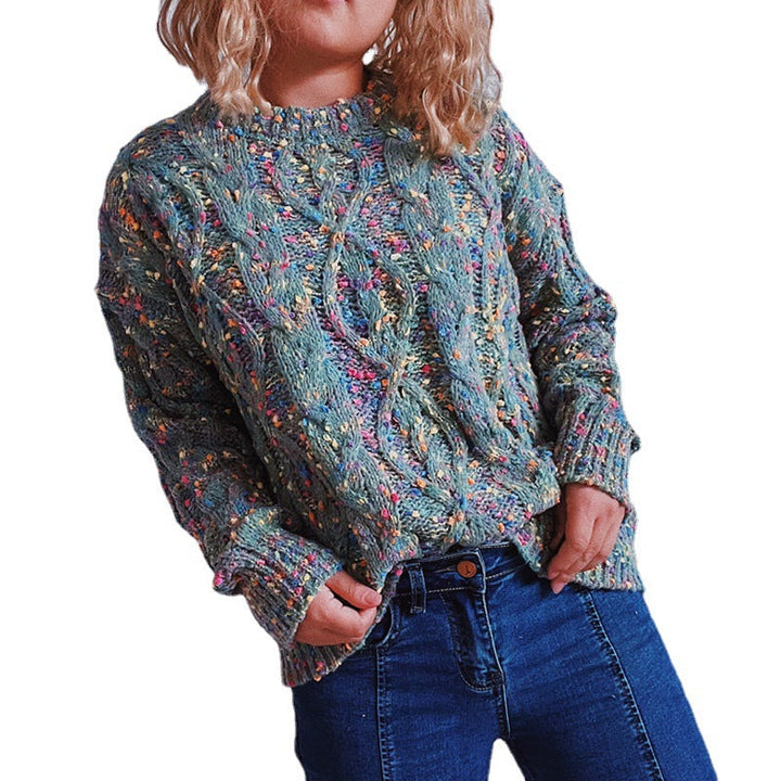 Damen grob gestrickter Pullover mit bunten Akzenten und lässigem Schnitt Drune